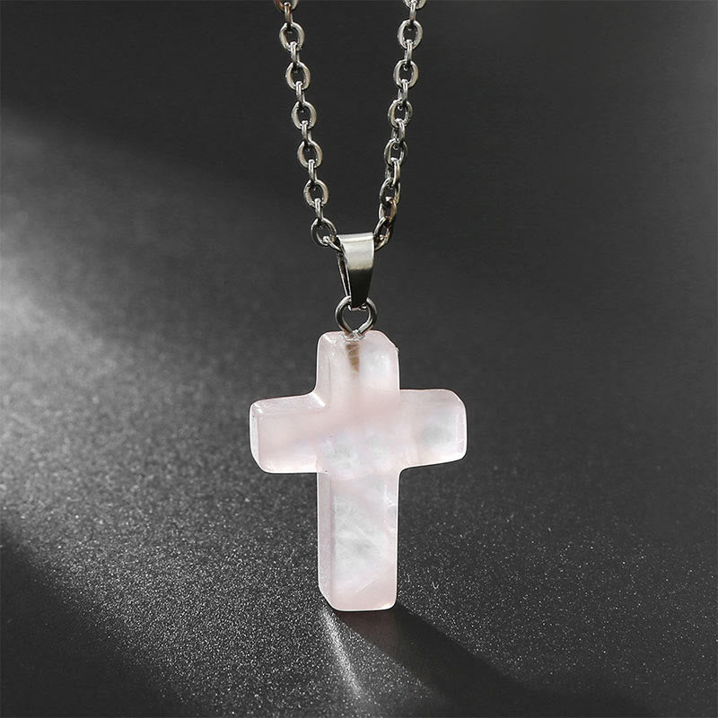 Halskette mit Kreuz aus Natürlichen Edelsteinen - Seraphina