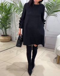 Lässiges schwarzes Kleid mit langen Ärmeln - Nora