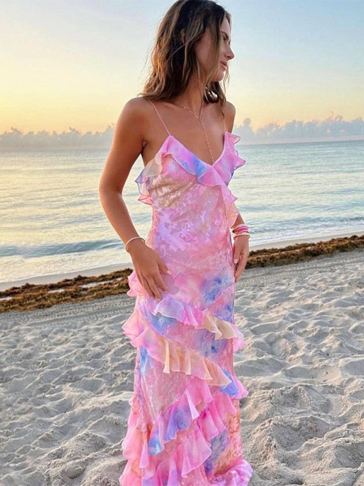 Buntes Sommerkleid mit Rüschen – Liora