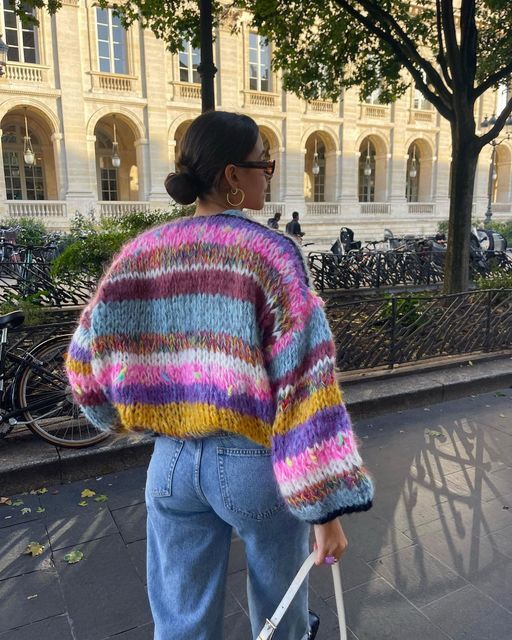Gestreifte Strickjacke mit offenem Design - Mia