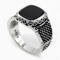 Schwarzer Onyx Silberring für Männer - Max