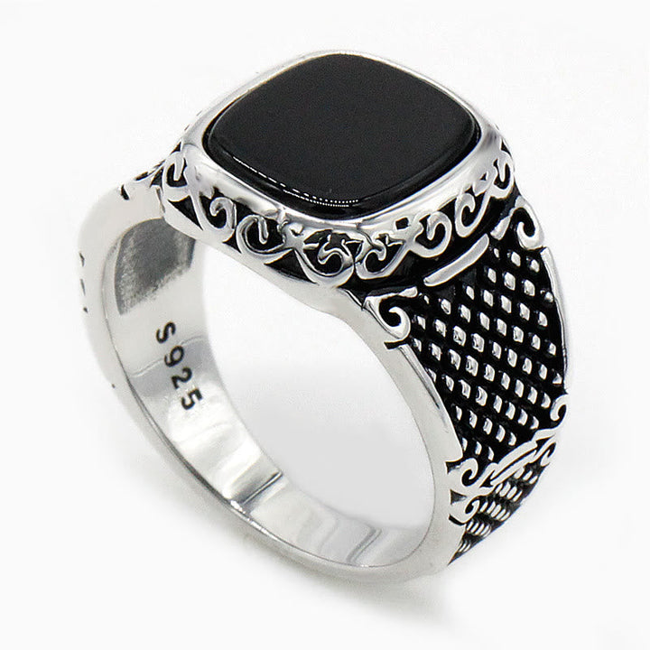 Schwarzer Onyx Silberring für Männer - Max