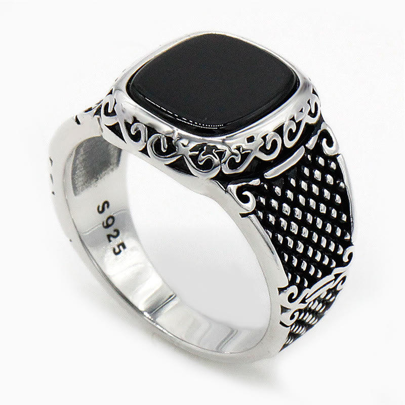 Schwarzer Onyx Silberring für Männer - Max