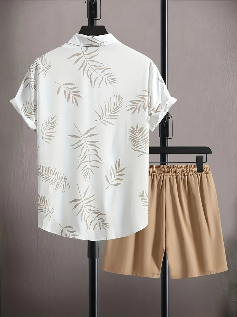 Zweiteiliges Herren-Sommer-Set mit Blattmuster - Kiano