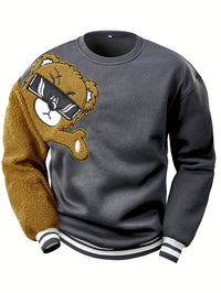 Herren Sweatshirt mit Gesticktem Cartoonbär - Jasper
