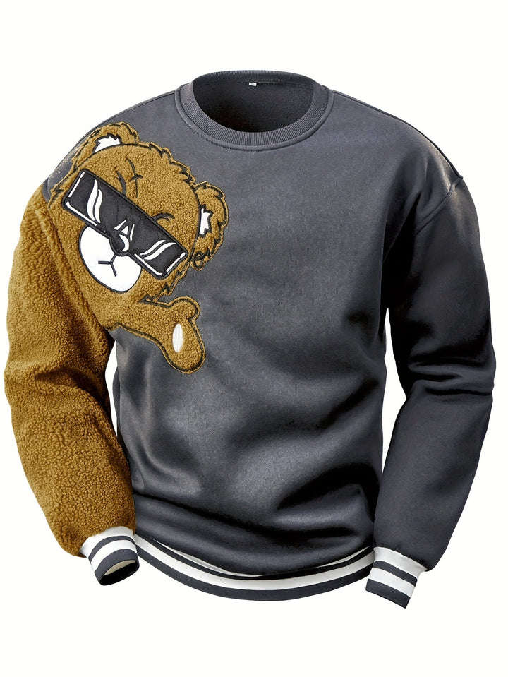 Herren Sweatshirt mit Gesticktem Cartoonbär - Jasper