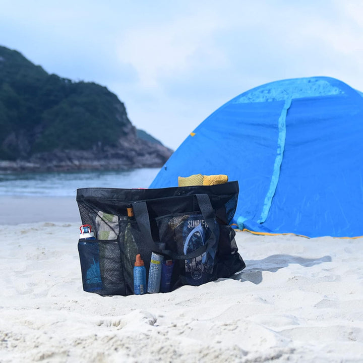 Extra Grote Mesh Strandtas met Rits – Zandvrije Draagtas