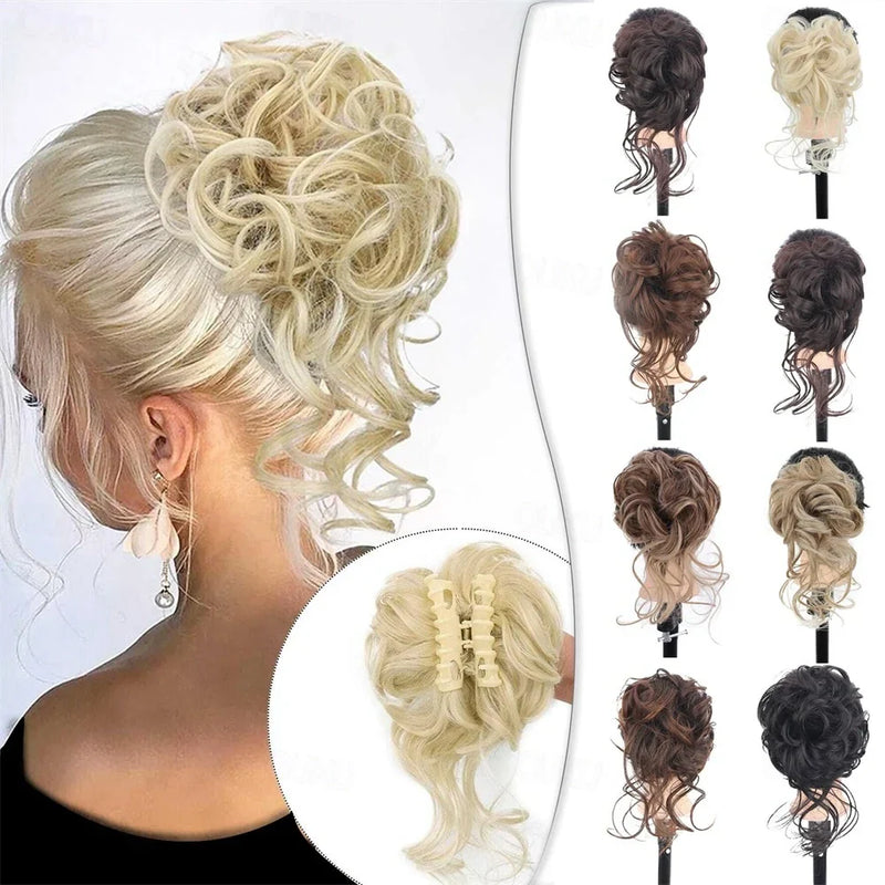 Clip with Hair Extension for Wavy Bun – CurlClip