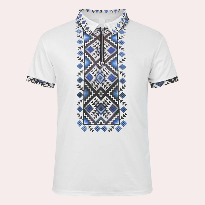 Printed White Polo for Men - Lucas