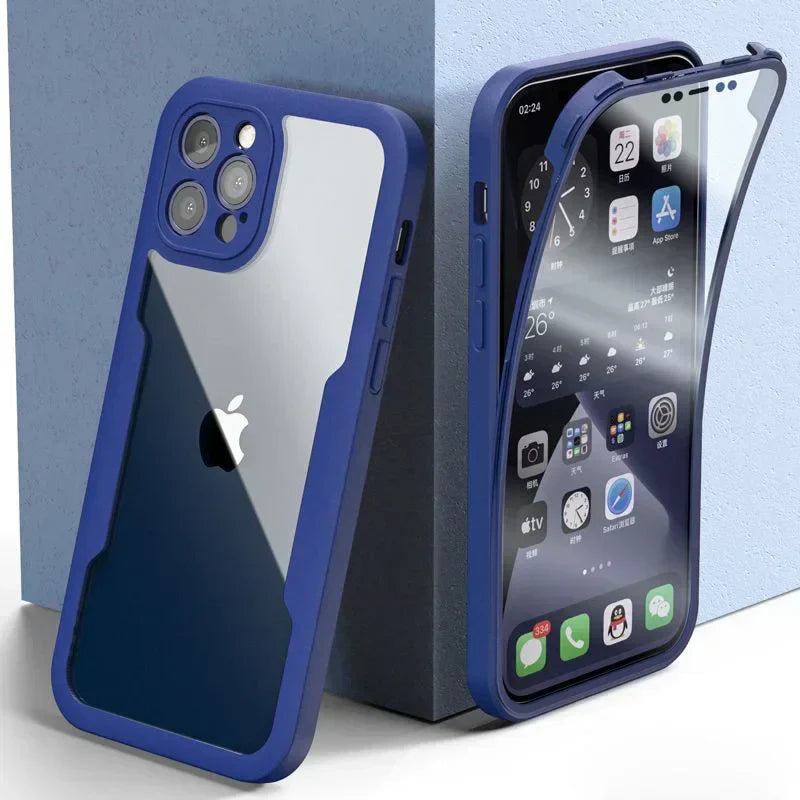 Full-Cover Clear Shockproof Phone Case with Lens & Screen Guard – 1+1 FREE-Blue-IPhone 13Pro Max-State of Style