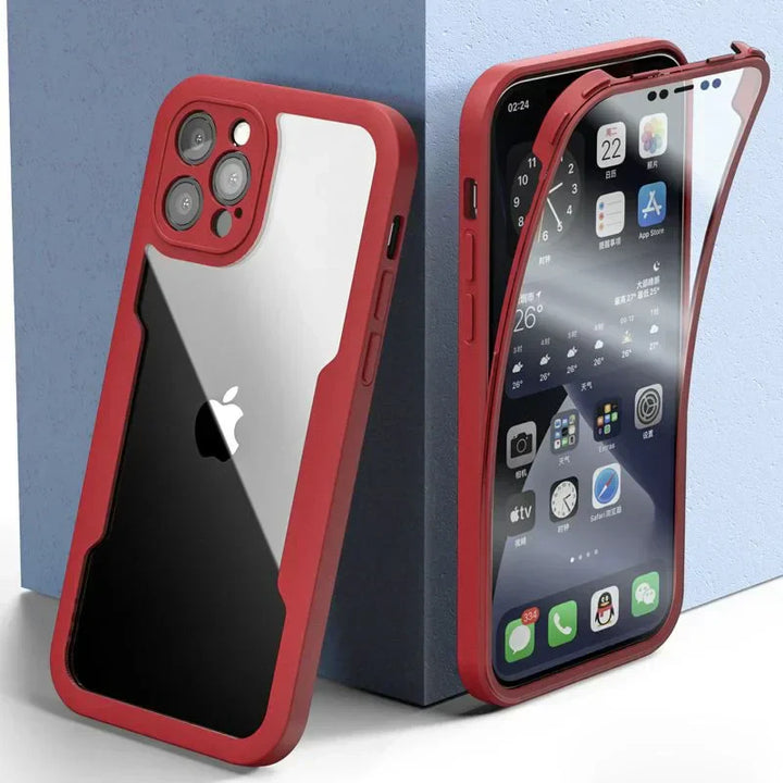 Full-Cover Clear Shockproof Phone Case with Lens & Screen Guard – 1+1 FREE-Red-IPhone 13Pro Max-State of Style