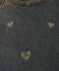 Damen Stretch-Jeans mit weitem Bein und Herzchenmuster - Amelie