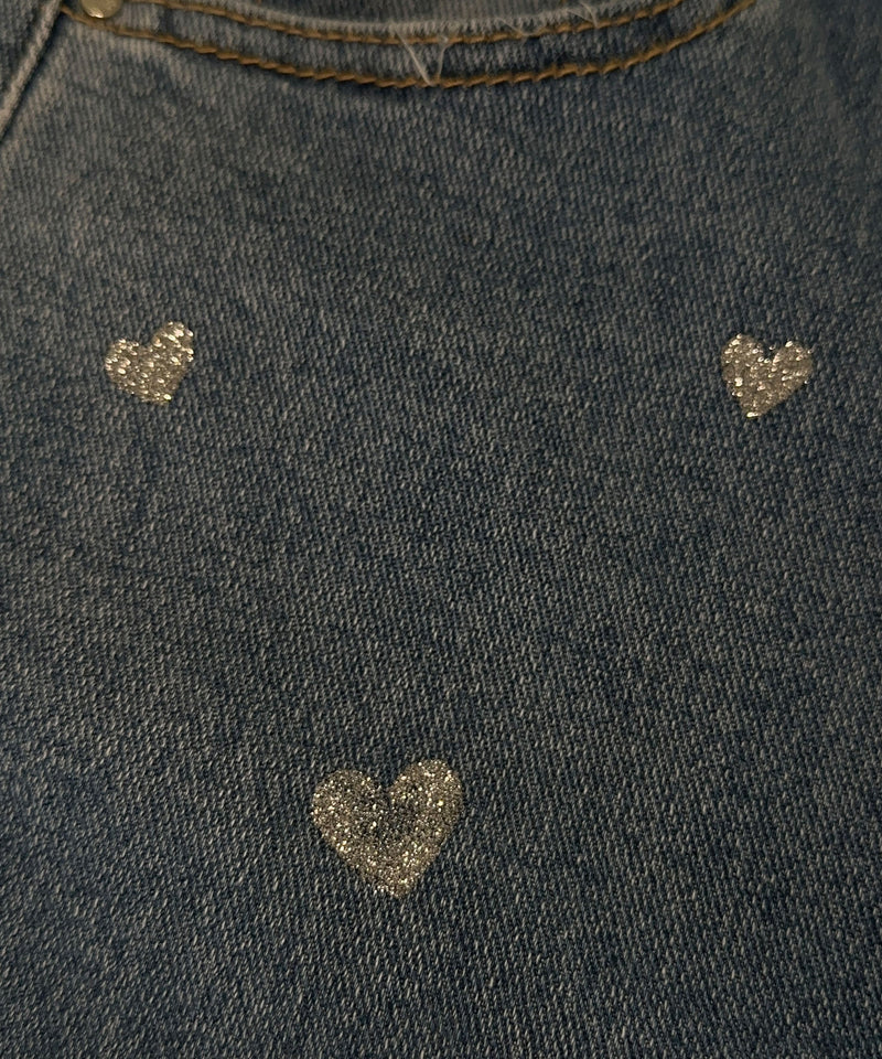 Damen Stretch-Jeans mit weitem Bein und Herzchenmuster - Amelie