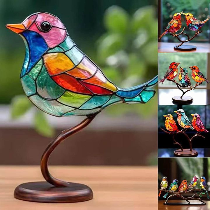 Gekleurde Vogels Op Tak Decoratief Beeld - ColorBirds