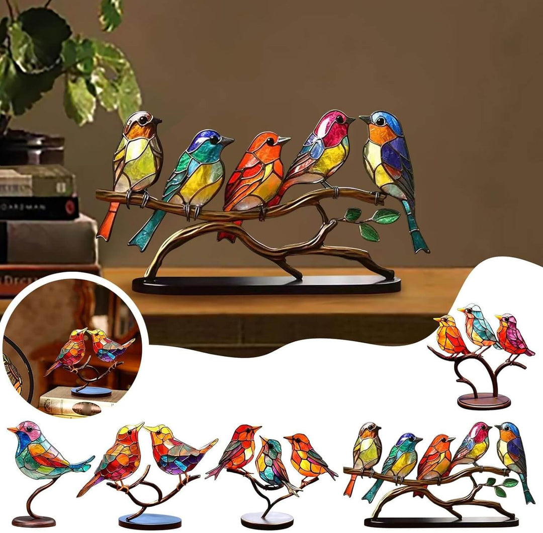 Gekleurde Vogels Op Tak Decoratief Beeld - ColorBirds