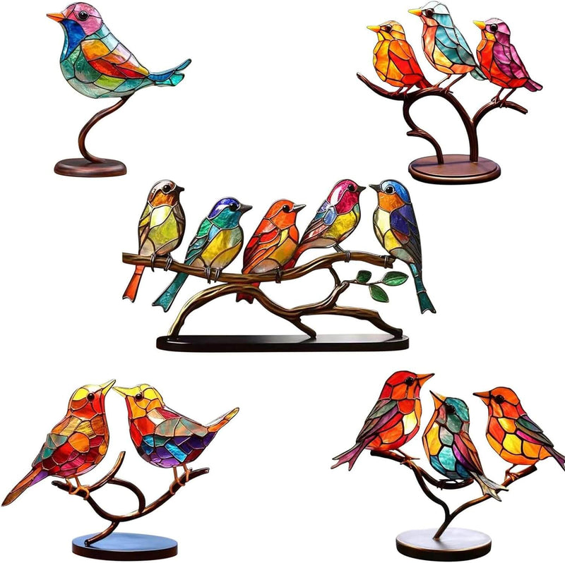 Gekleurde Vogels Op Tak Decoratief Beeld - ColorBirds
