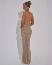 Rhinestone Square Neck Maxi Dress - Bodycon Evening Gown 3
