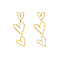 Double heart pendant earrings