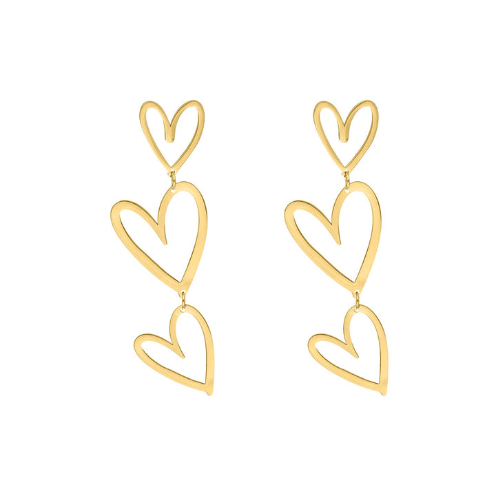 Double heart pendant earrings