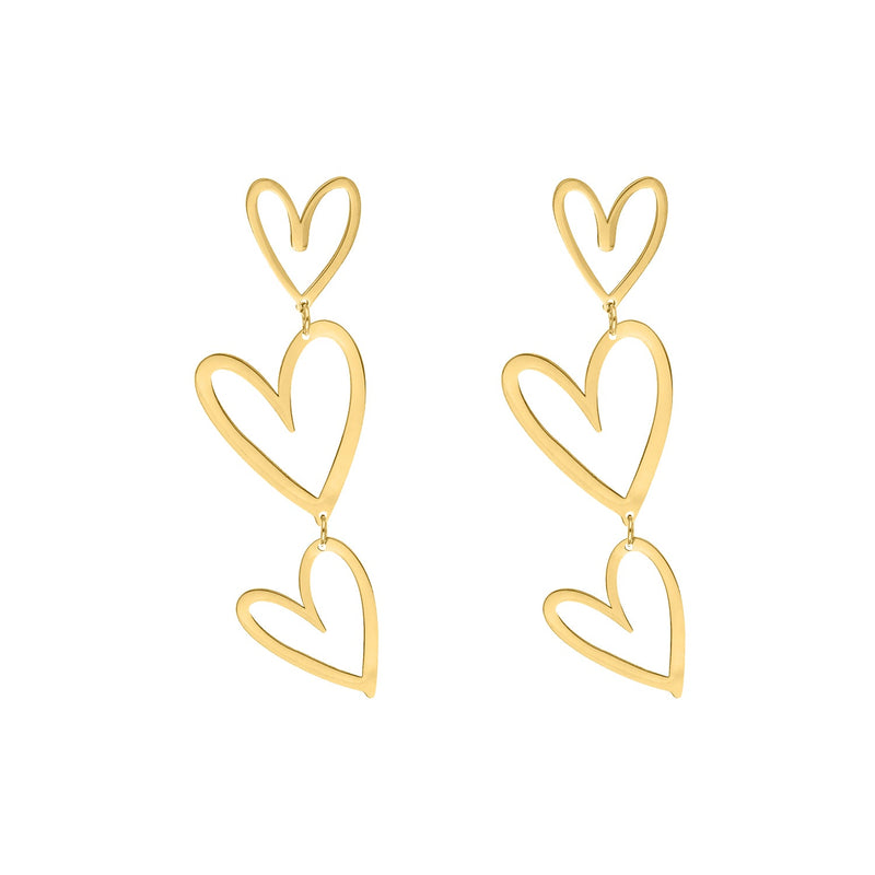 Double heart pendant earrings
