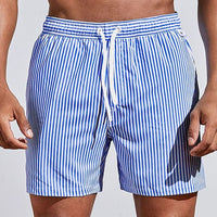 Men's Striped Swim Shorts with Drawstring Waist 2