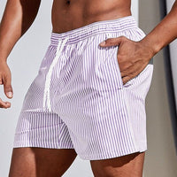 Men's Striped Swim Shorts with Drawstring Waist 5