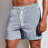 Men's Striped Swim Shorts with Drawstring Waist 13