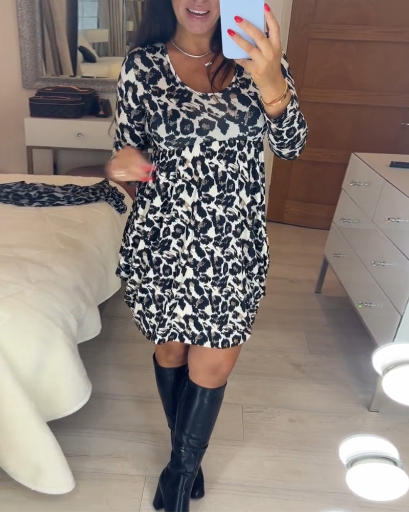 Autumn Dress with Leopard Print – Leona