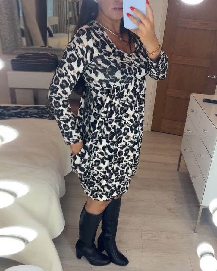 Autumn Dress with Leopard Print – Leona