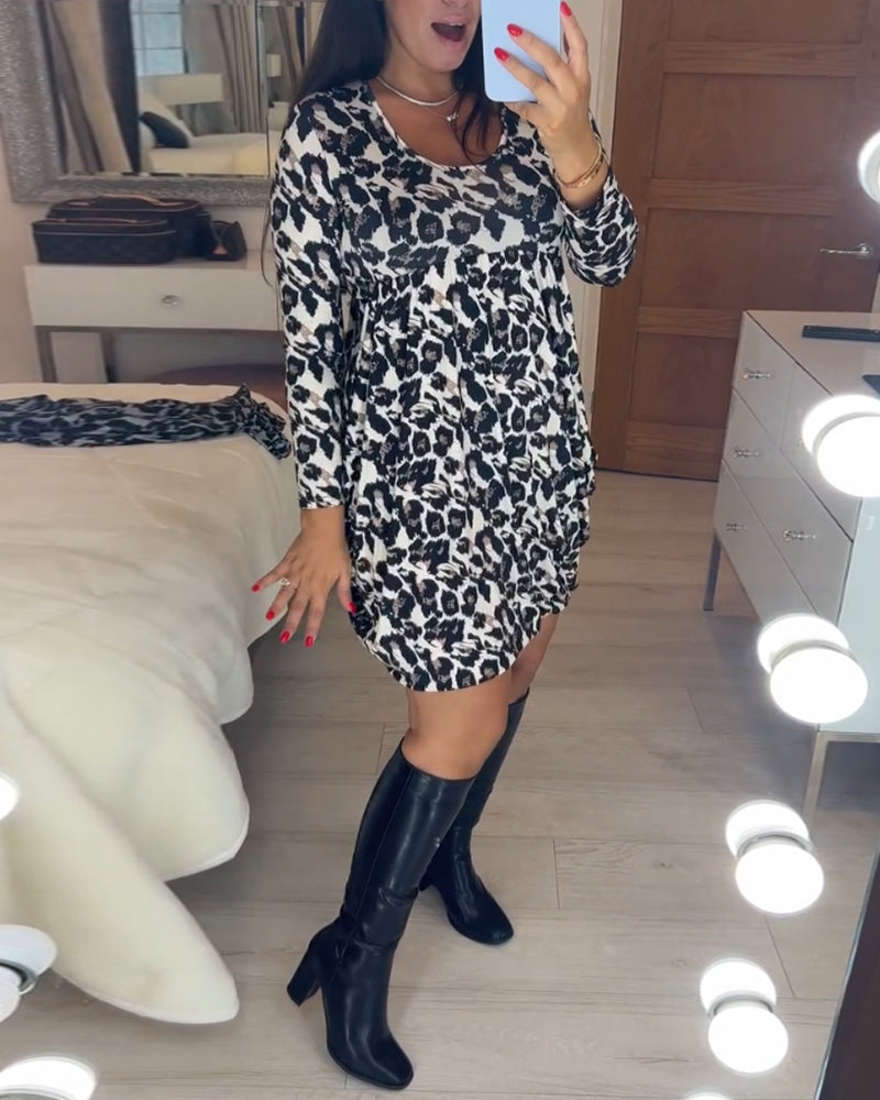 Autumn Dress with Leopard Print – Leona