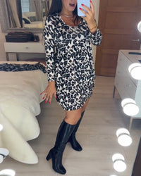 Autumn Dress with Leopard Print – Leona