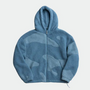 Fleecejack met capuchon en rits in blauw, met een subtiel patroon van tonale vlakken in twee tinten blauw. 3