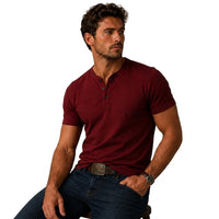 Men's Short Sleeve Top with Three-Button Placket 6