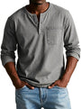 Men's Long Sleeve Henley Shirt with Button Placket and Chest Pocket 4