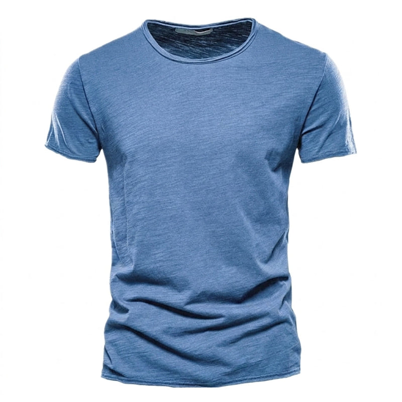 Men's Crew Neck T-Shirt with Slub Yarn Texture 1