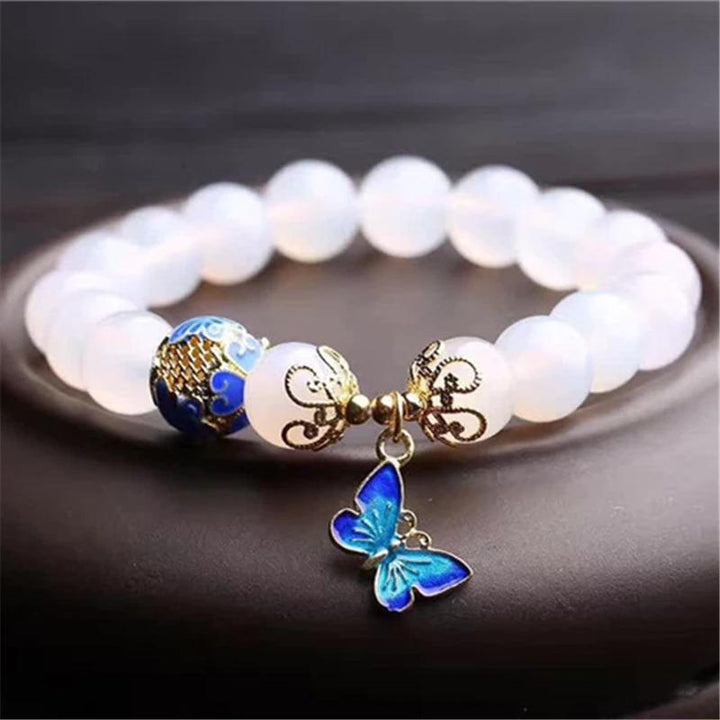 Schmetterling Weißer Achat Armband – Evelina