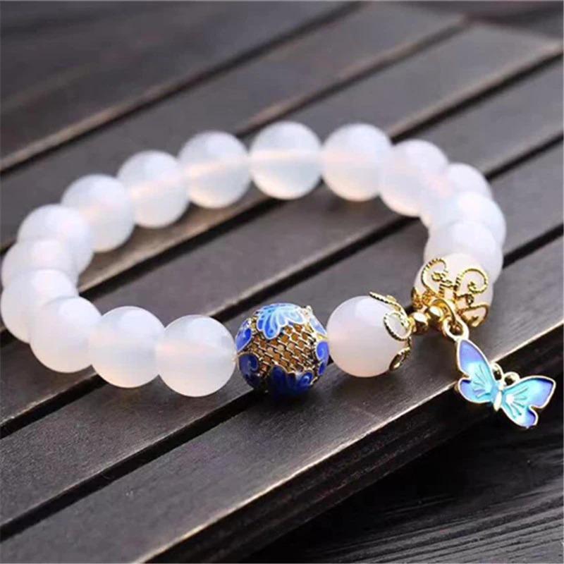 Schmetterling Weißer Achat Armband – Evelina