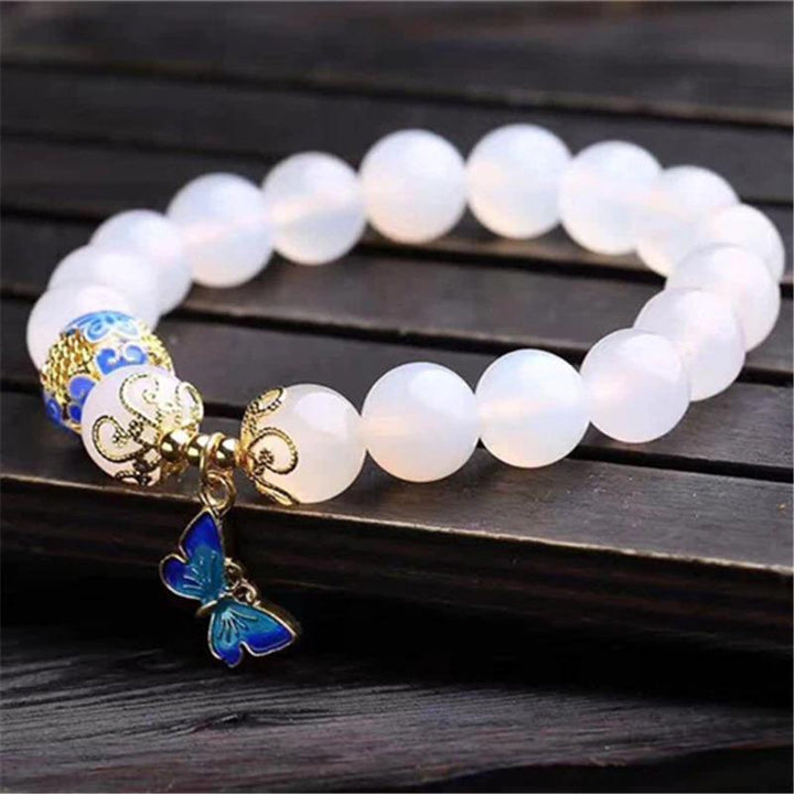 Schmetterling Weißer Achat Armband – Evelina