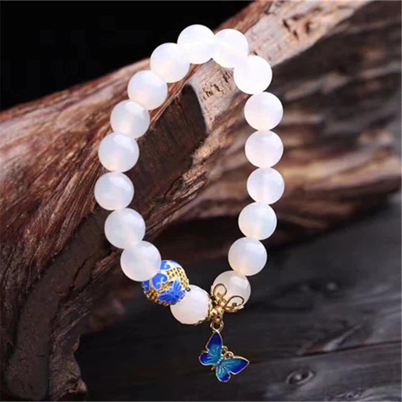 Schmetterling Weißer Achat Armband – Evelina