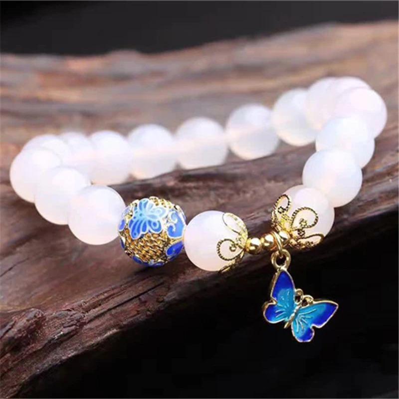 Schmetterling Weißer Achat Armband – Evelina