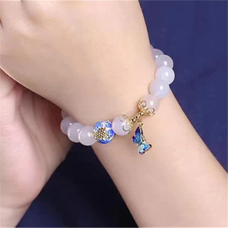 Schmetterling Weißer Achat Armband – Evelina