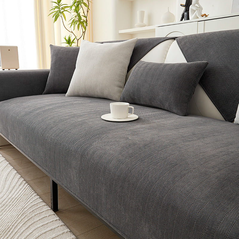 Chenille Sofaschoner mit Fischgrätstruktur – VeluraShield
