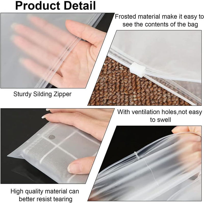 Reusable Matte Zip Bags – 40-Pack Clothing Storage Covers with Ventilation Holes (Buy 1, Get 1 FREE)