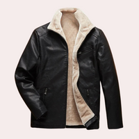 Klassische schwarze Herrenlederjacke mit zeitlosem Design - Luca