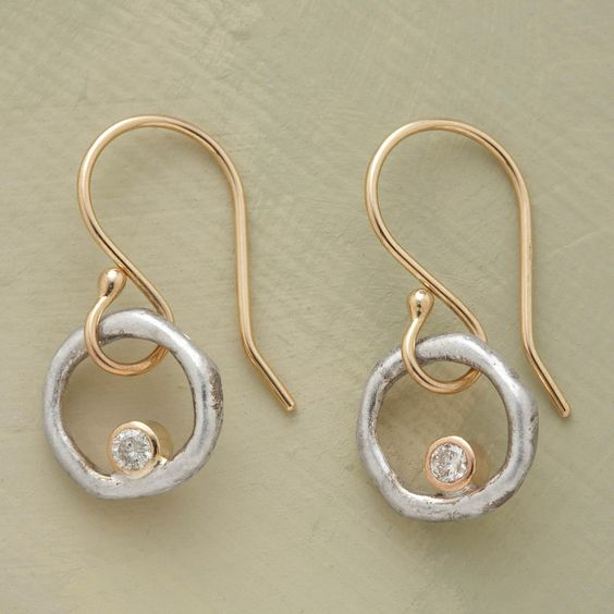 Vintage Goud & Zilver Zirkonia Oorbellen - Seraphina