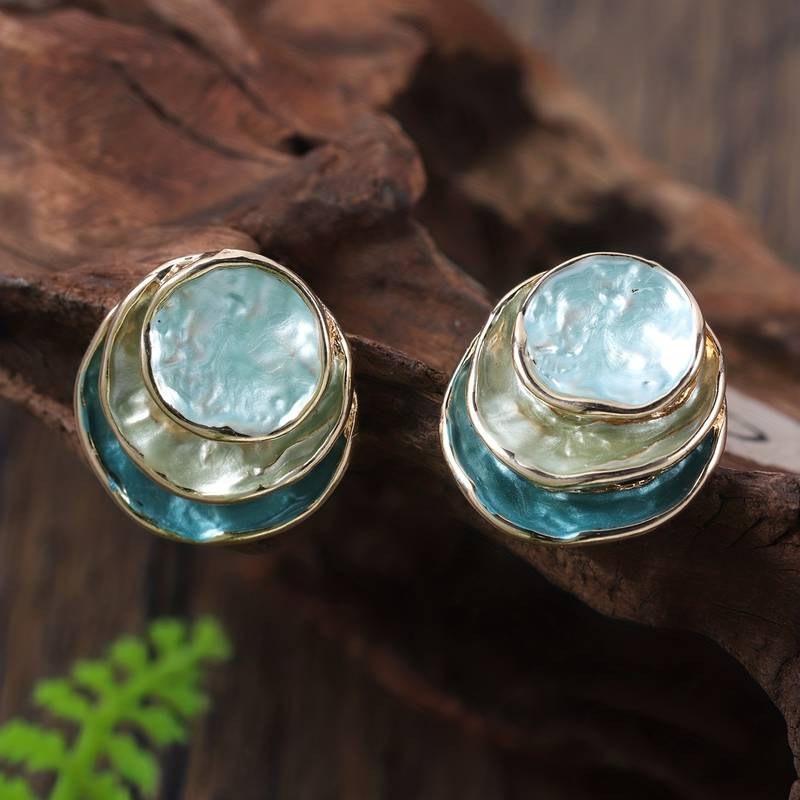 Vintage Multi-layer Round Earrings - Celina