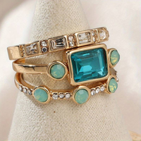 Vintage Ring met Blauwe Kristal - Lunara