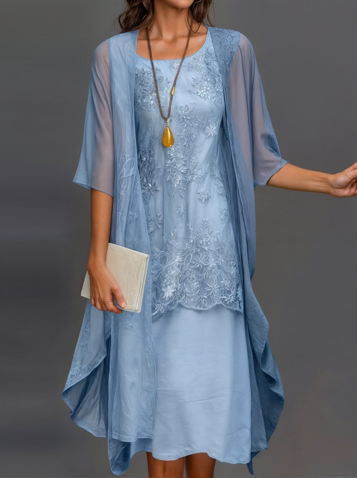 Stijlvol Gebloemd A-lijn Jurk met Vest voor Dames - Miray