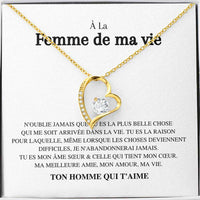Coffret Rose Éternelle & son Collier d'Amour - À la femme de ma vie - N'oublie jamais...