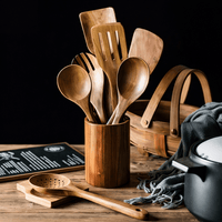 Traditional Japanese Wooden Utensil Set (7 Pieces) 2